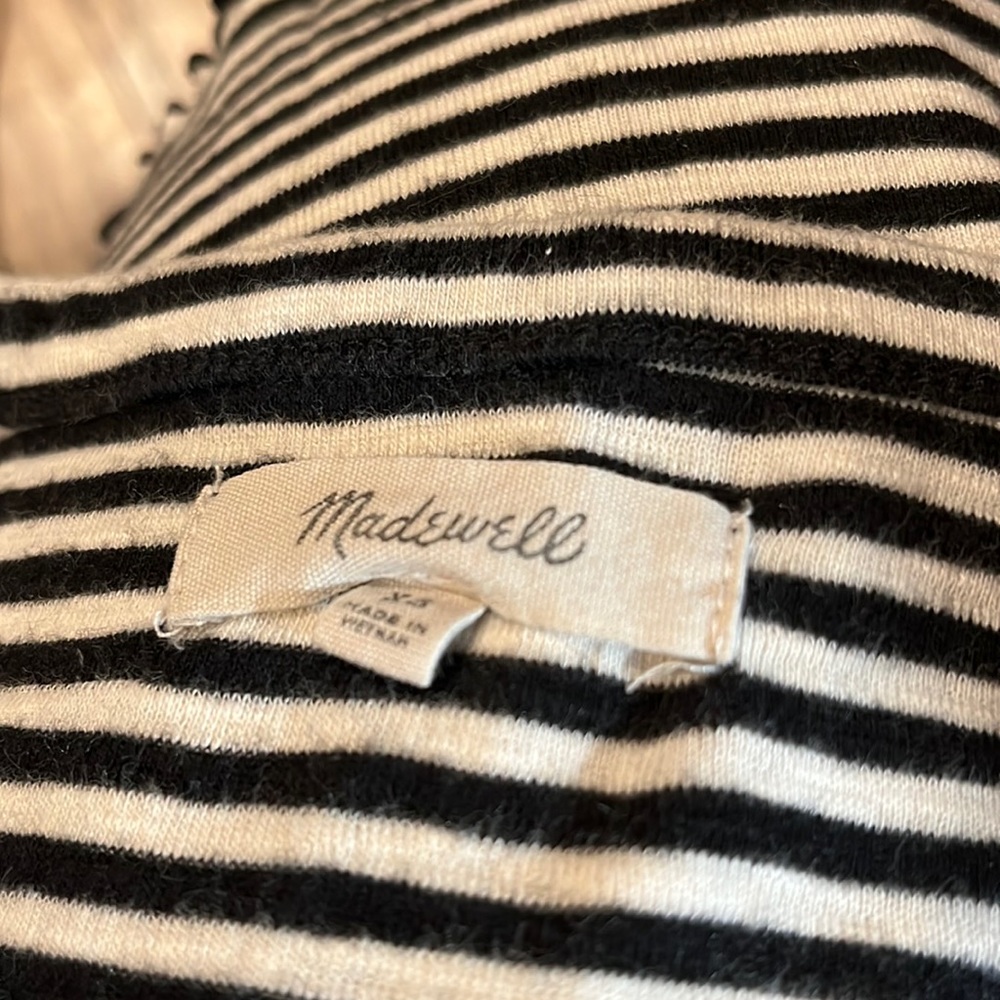 MADEWELL T-shirt Lettuce Edge Black & White Stripe-XS - Picture 3 of 4